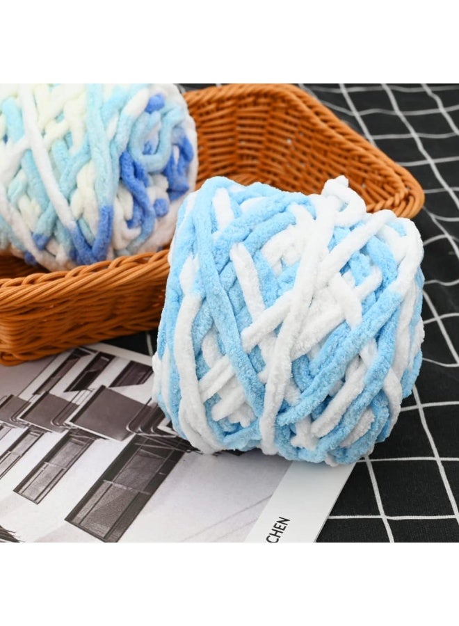 MileMelo 2-Piece Mixed Color Knitting Wool Yarn, Knitting Yarn Coarse Yarn for Crochet, Soft Chunky Yarn for Projects Making Plush Balls Handmade Bags Sweaters Shoes Hats Blankets Scarves （Blue-White） - Image 5
