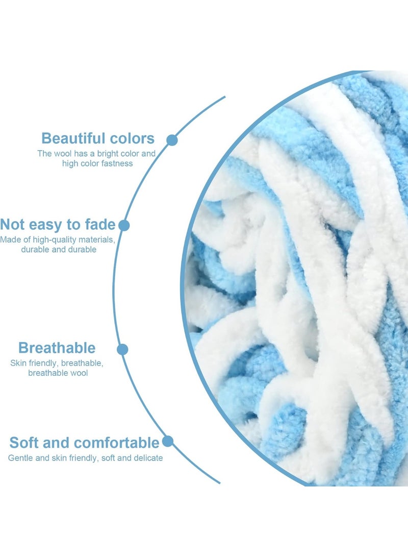 MileMelo 2-Piece Mixed Color Knitting Wool Yarn, Knitting Yarn Coarse Yarn for Crochet, Soft Chunky Yarn for Projects Making Plush Balls Handmade Bags Sweaters Shoes Hats Blankets Scarves （Blue-White） - Image 4