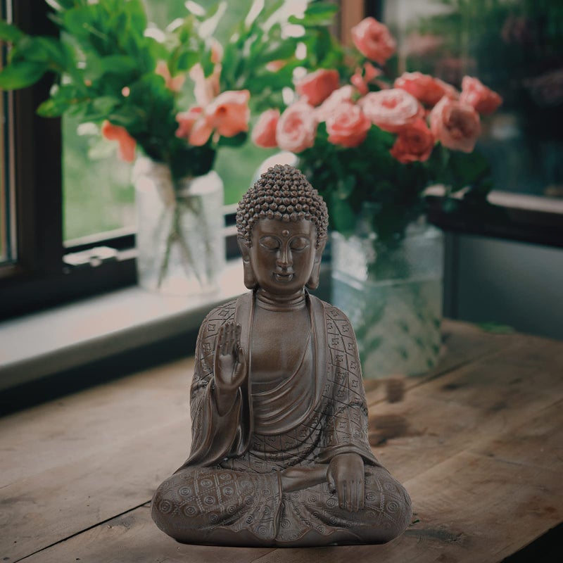 Leekung Buddha Statue for Home Decor,Buddah Statute Zen Decoration,Meditation Buddha Decor Brown 7 inch - Image 4