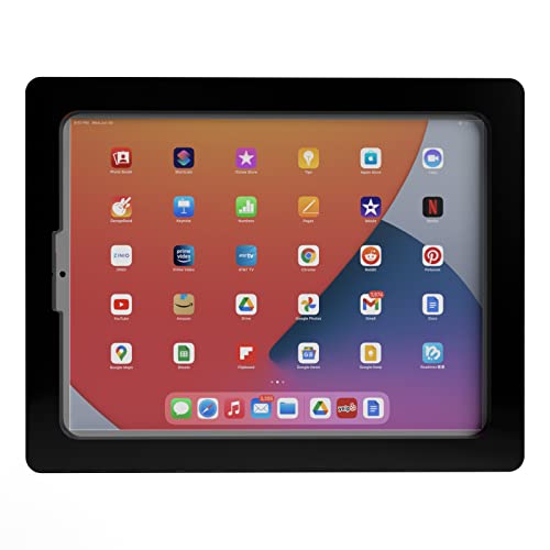 TABcare Anti-Theft Acrylic VESA Enclosure for Apple iPad Pro 12.9" 2018 2020 2021 with Free Wall Mount Kit & 90-Degree Angle USB C Cable (iPad Pro 12.9" 3/4/5, Black) - Image 1