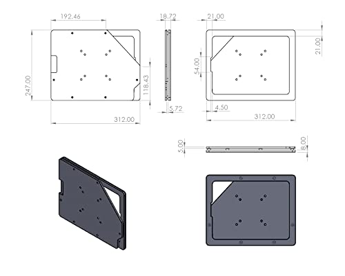 TABcare Anti-Theft Acrylic VESA Enclosure for Apple iPad Pro 12.9" 2018 2020 2021 with Free Wall Mount Kit & 90-Degree Angle USB C Cable (iPad Pro 12.9" 3/4/5, Black) - Image 3