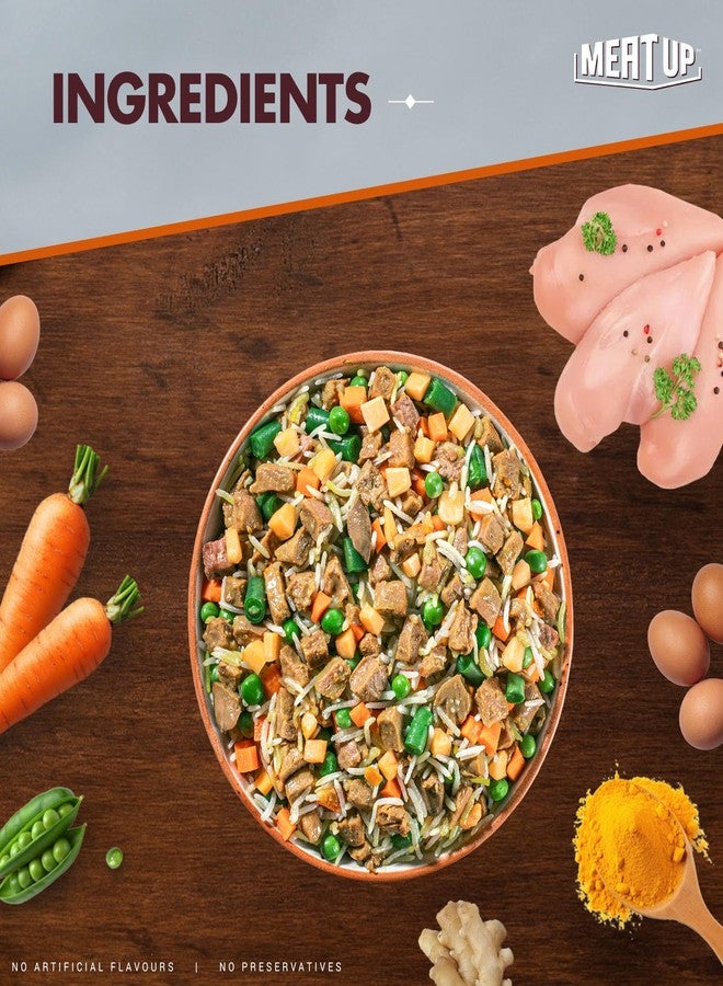 Meat Up Fresh Dog Food Chicken & Vegetables, for Adult & Puppy, 300gm | Buy 1 Get 1 | High Protein, 65% Real Chicken, 35% Fruits & Veggies | No Preservatives | Ready to Serve | One Pack One Meal - Image 3