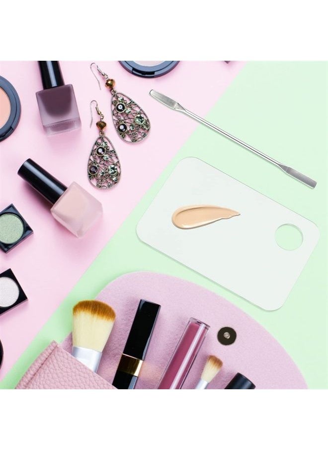 g2plus 2PCS Acrylic Cosmetic Palette with 2PCS Spatula,Makeup Palette Mixing Tray Apply for Eye Shadow Nail Art Pigment Blending (Rectangle)  - Image 4
