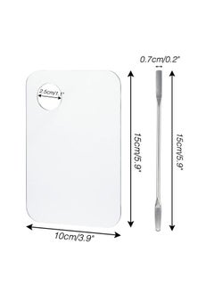 g2plus 2PCS Acrylic Cosmetic Palette with 2PCS Spatula,Makeup Palette Mixing Tray Apply for Eye Shadow Nail Art Pigment Blending (Rectangle)  - Image 2