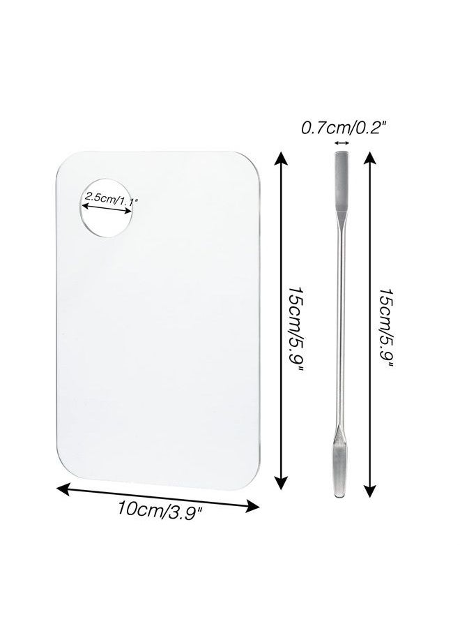 g2plus 2PCS Acrylic Cosmetic Palette with 2PCS Spatula,Makeup Palette Mixing Tray Apply for Eye Shadow Nail Art Pigment Blending (Rectangle)  - Image 2