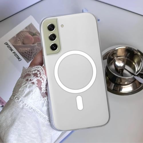 MAGICHUB Luxury Paper Thin Case Cover for Samsung Galaxy S21 FE 5G | Matte Finish | Only Compatible with Wireless Magnetic Accessories | Compatible with magsafe | (White) - Image 4