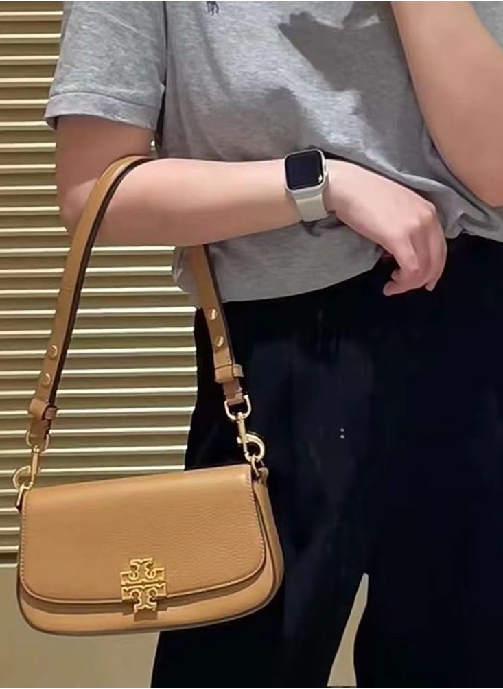 TB - Tory Burch Britten Lychee Flap Leather Underarm Bag Shoulder Bag Crossbody Bag - Image 1