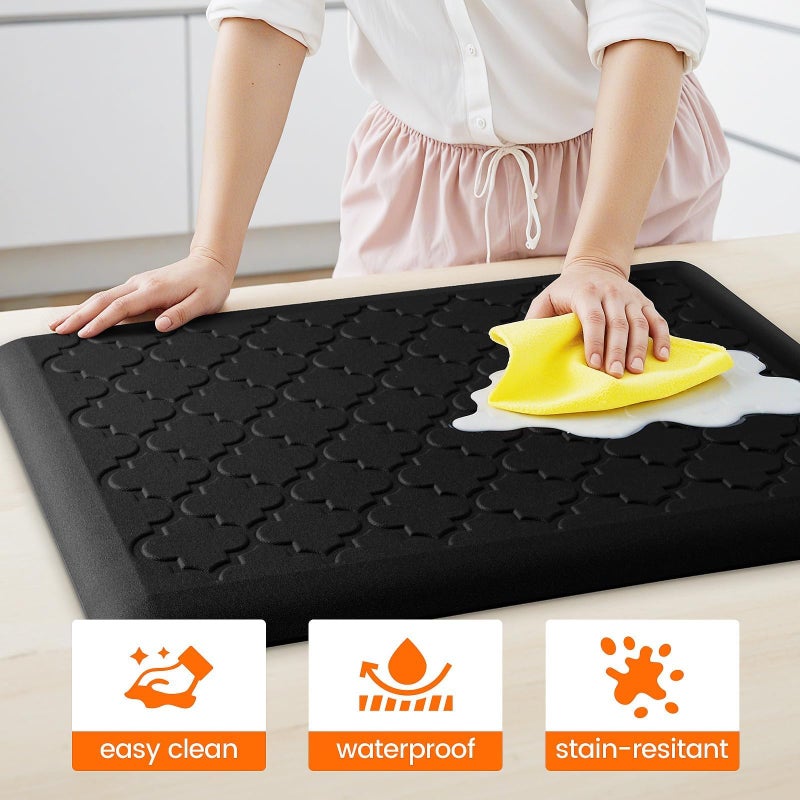 TranquilRelax 4/5 Inch Thick Anti-Fatigue Kitchen Mat Water Resistant Non-Slip Kitchen Floor Mat Ergonomic Comfort Standing Mat for Home Kitchen Office Laundry 17.3"x 24" Black - Image 4