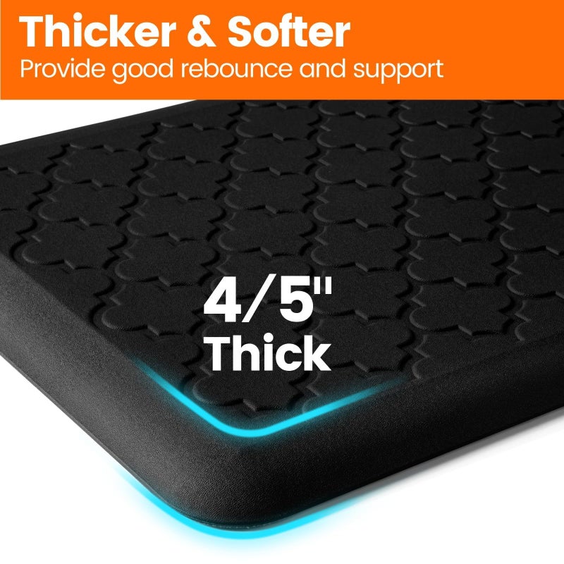 TranquilRelax 4/5 Inch Thick Anti-Fatigue Kitchen Mat Water Resistant Non-Slip Kitchen Floor Mat Ergonomic Comfort Standing Mat for Home Kitchen Office Laundry 17.3"x 24" Black - Image 3