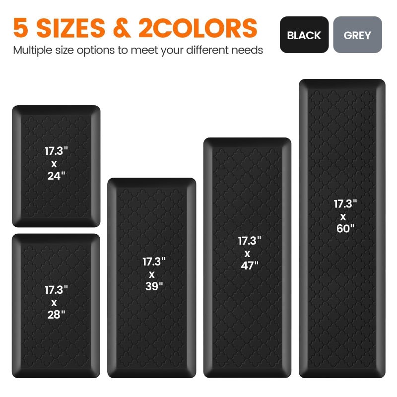 TranquilRelax 4/5 Inch Thick Anti-Fatigue Kitchen Mat Water Resistant Non-Slip Kitchen Floor Mat Ergonomic Comfort Standing Mat for Home Kitchen Office Laundry 17.3"x 24" Black - Image 2