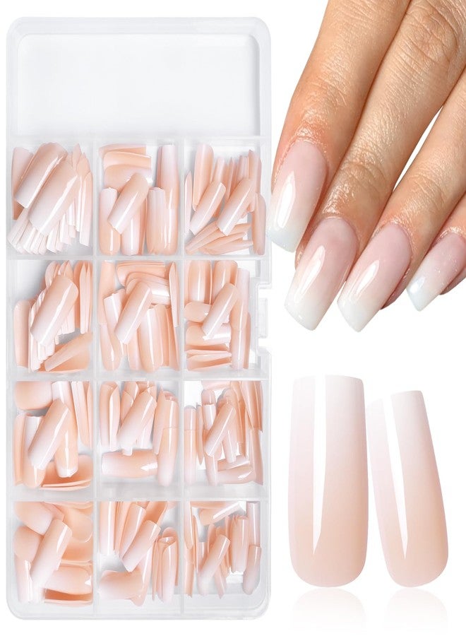 Lifextol 240pc Ombre Square Press on Nail Medium Fake Nails Press ons Glue on Nails with Glue & Adhesive Tabs, Acrylic Nails Press on Nails Square False Gel Nail Tips Stick on Artificial Fingernails - Image 1