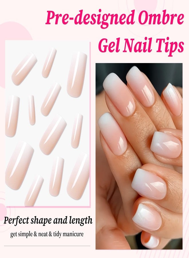 Lifextol 240pc Ombre Square Press on Nail Medium Fake Nails Press ons Glue on Nails with Glue & Adhesive Tabs, Acrylic Nails Press on Nails Square False Gel Nail Tips Stick on Artificial Fingernails - Image 2