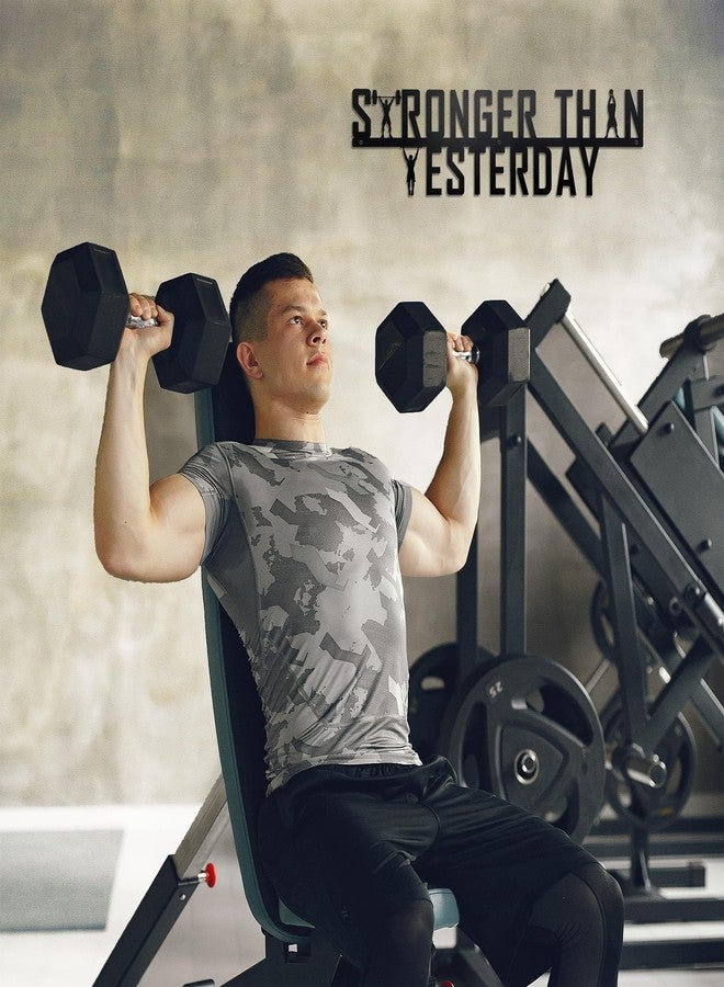 Ecqizer Stronger Than Yesterday Gym Motivational Wall Art - Empowering Decor for Home Gym (16 Inch) - Image 4
