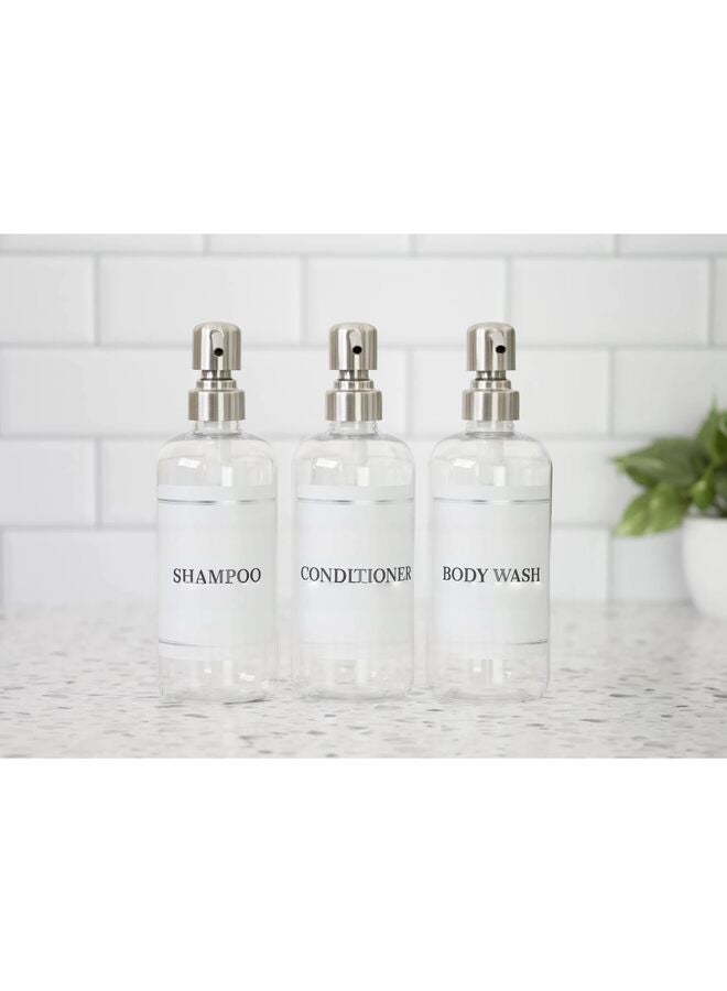 موزع شامبو وبلسم 3 قطع، موزعات 500 مل للاستحمام، موزع شامبو وبلسم وغسول للجسم مثبت على الحائط للحمام (فولاذ مقاوم للصدأ) - Image 4