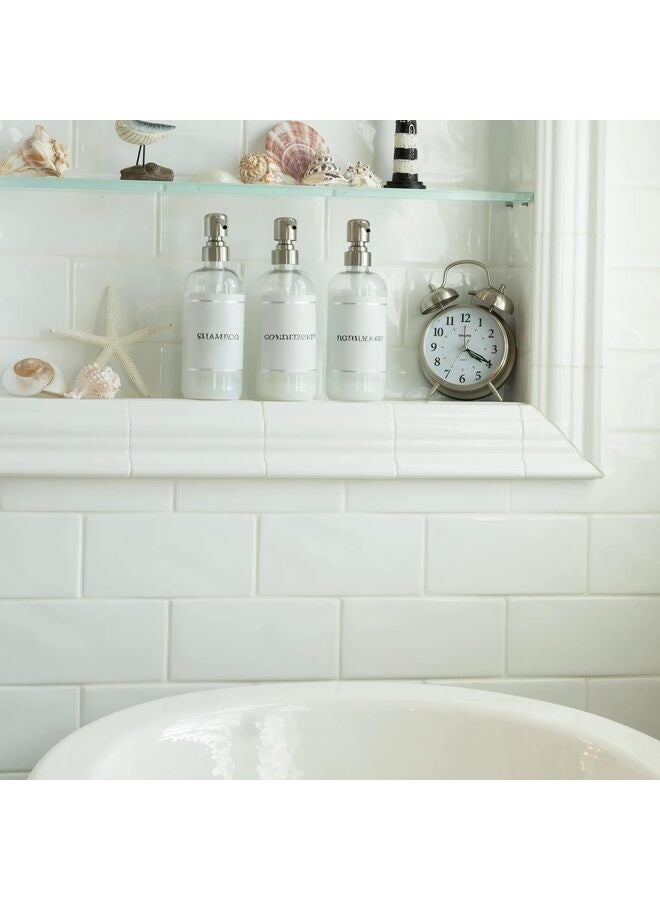 موزع شامبو وبلسم 3 قطع، موزعات 500 مل للاستحمام، موزع شامبو وبلسم وغسول للجسم مثبت على الحائط للحمام (فولاذ مقاوم للصدأ) - Image 3