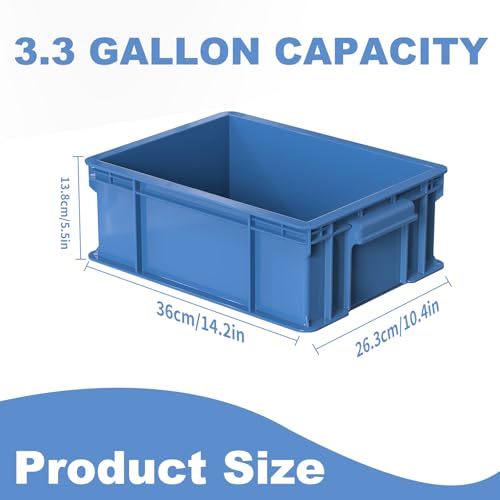 Mudygelay Heavy Duty Storage Bins, 3-Pack Stackable Tool Storage Box for Hardware, Screws, Nuts and Bolts, Space-Saving Straight Wall Container for Garage, Workshop & Factory, 14.2"L x 10.4"W x 5.5"H, Blue - Image 2