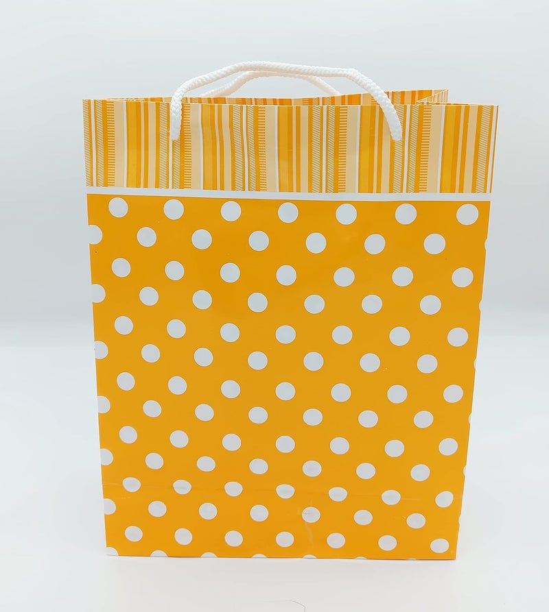Gold Leaf GOLD LEAF Small Polka Dot Paper Bags Orange Color,Gift Carry Paper Bags,Return Gift Carry Paper Bags,LXWXH:17.5X7.5X22Cm (Pack Of 10Pcs,)  - Image 1