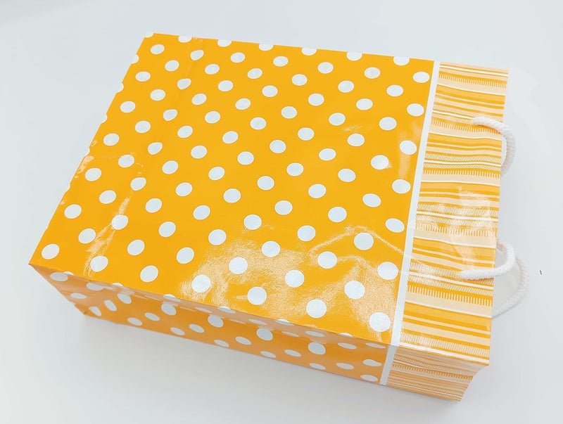 Gold Leaf GOLD LEAF Small Polka Dot Paper Bags Orange Color,Gift Carry Paper Bags,Return Gift Carry Paper Bags,LXWXH:17.5X7.5X22Cm (Pack Of 10Pcs,)  - Image 3