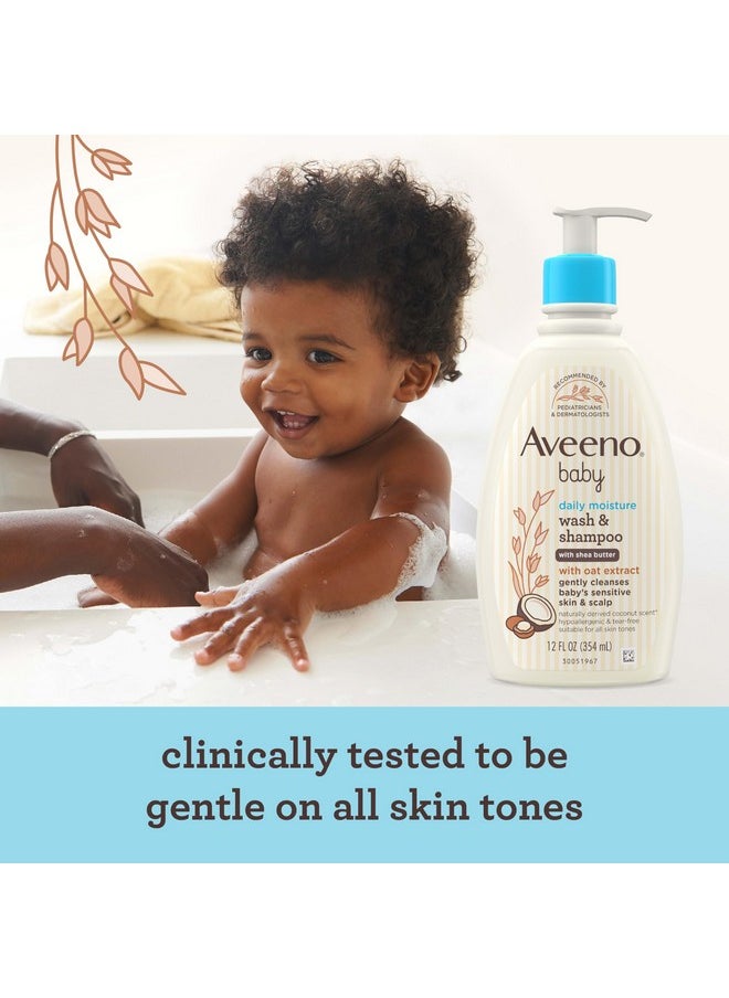 Aveeno Baby Daily Moisturizing 2-In-1 Wash & Shampoo, Baby Body Wash & Shampoo With Shea Butter & Oat Extract Gently Cleanses Baby'S Sensitive Skin & Scalp, Gentle Coconut Scent, 12 Fl. Oz  - Image 4