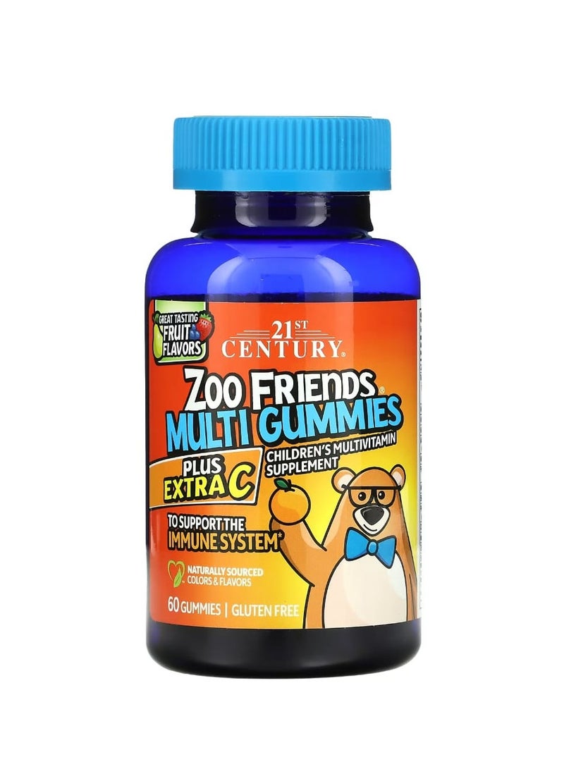 21st Century Zoo Friends Multi Gummies Plus Extra C Great Tasting Fruit 60 Gummies - Image 1