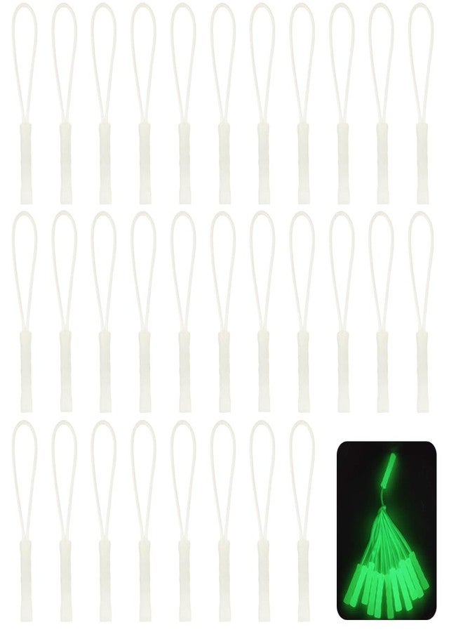 CABODYALS 1 Box 30PCS White Upgraded Zipper Pull Replacement Tab Tags Luminous Glow in The Dark Premium Extension Cord Fixer Plastic Zip Puller Helper for Jacket Luggage Handbags Backpacks Purses - Image 1
