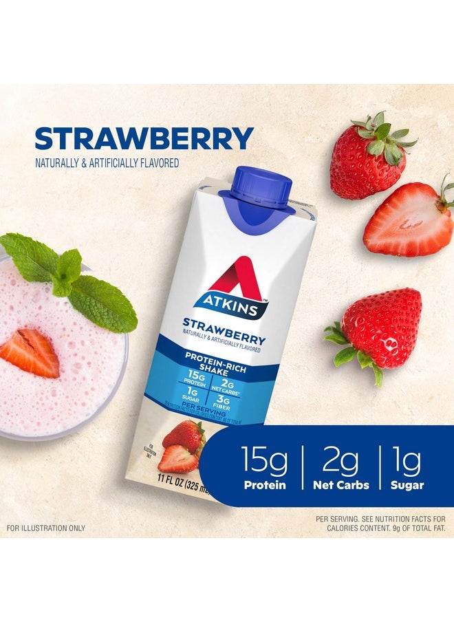 Atkins Atkins Strawberry Protein Shake, 15g Protein, Low Glycemic, 2g Net Carb, 1g Sugar, Keto Friendly, 12 Count  - Image 2