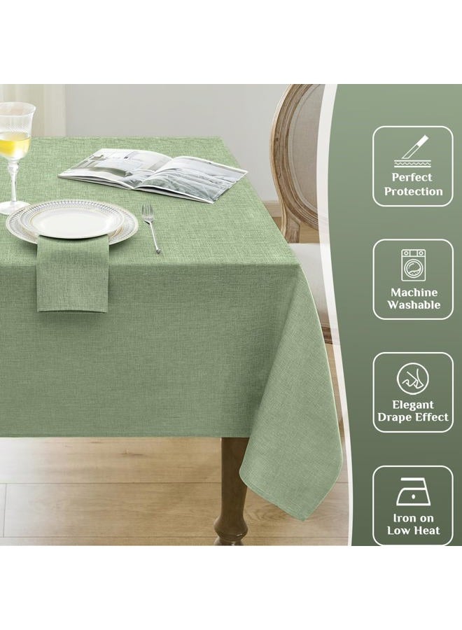 Softalker Linen Textured Rectangle Tablecloth, Waterproof Wipeable Farmhouse Burlap Table Cloth, Stain Resistant Table Covers for Kitchen Dining Holiday Party (60 x 84, Sage Green) - Image 5
