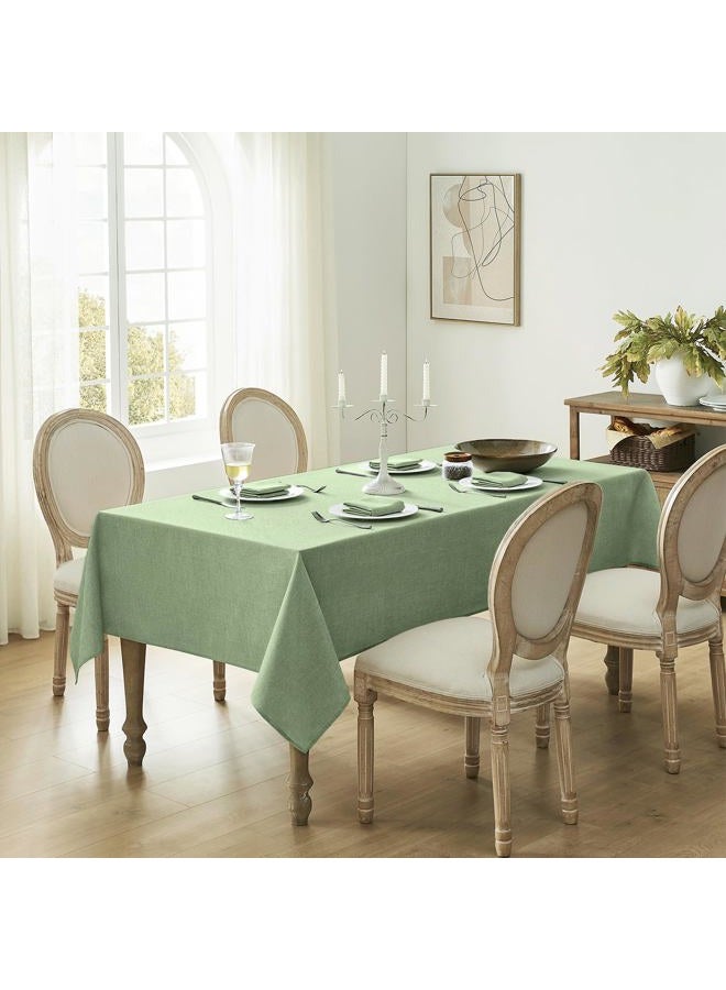 Softalker Linen Textured Rectangle Tablecloth, Waterproof Wipeable Farmhouse Burlap Table Cloth, Stain Resistant Table Covers for Kitchen Dining Holiday Party (60 x 84, Sage Green) - Image 2