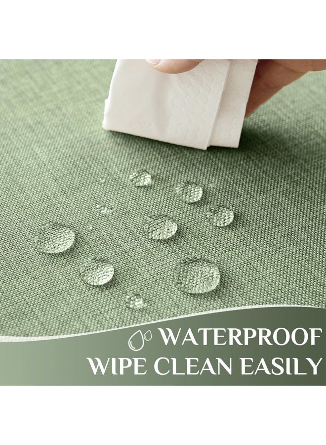 Softalker Linen Textured Rectangle Tablecloth, Waterproof Wipeable Farmhouse Burlap Table Cloth, Stain Resistant Table Covers for Kitchen Dining Holiday Party (60 x 84, Sage Green) - Image 3