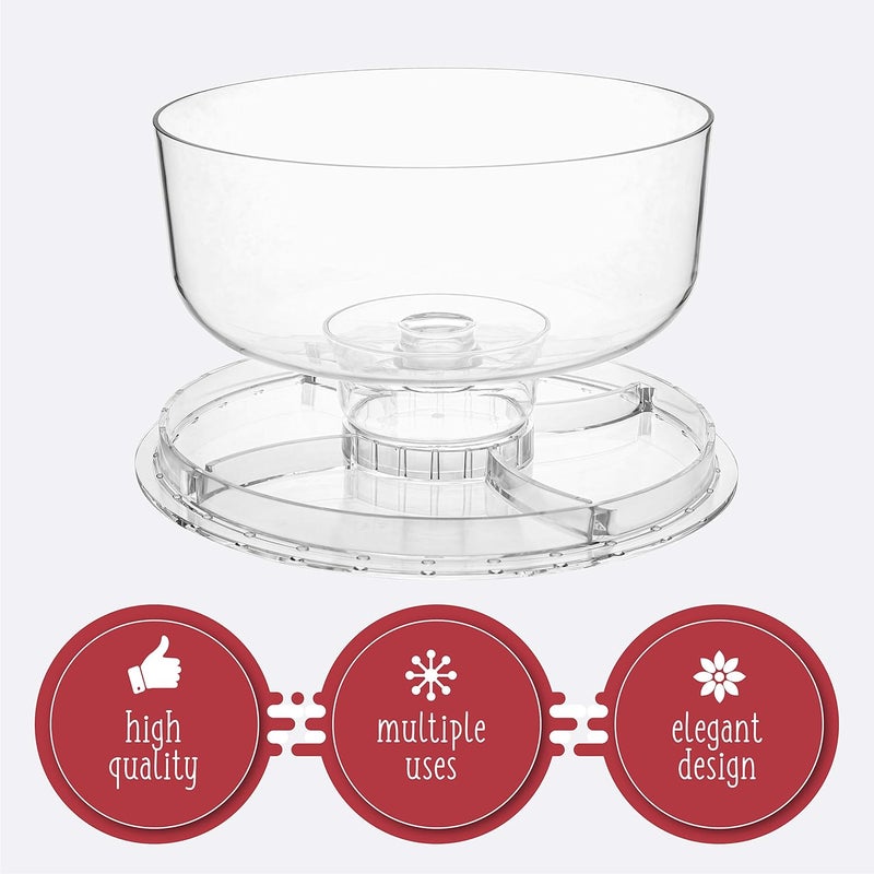 Homeries Multi-Purpose 6 in 1 Cake Stand with Dome Lid - Multifunctional Serving Platter and Cake Plate - Use as Salad Bowl/Veggie Platter/Punch bowl/Desert Platter/Nachos & Salsa Plate - Image 5