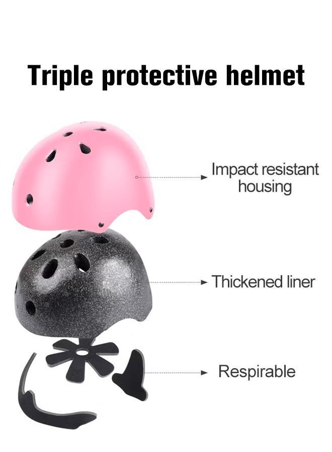 Soofam 7 Pcs Multi-Sport Protective Gear Set with Adjustable Helmet Knee and Elbow Pads Wrist Guards fit for Multi Sports Scooter, Skateboarding, Biking, Roller Skating Pink - Image 2