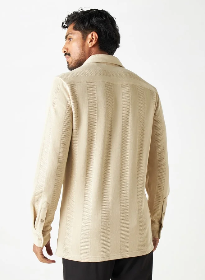 Iconic Iconic Textured Shirt with Long Sleeves