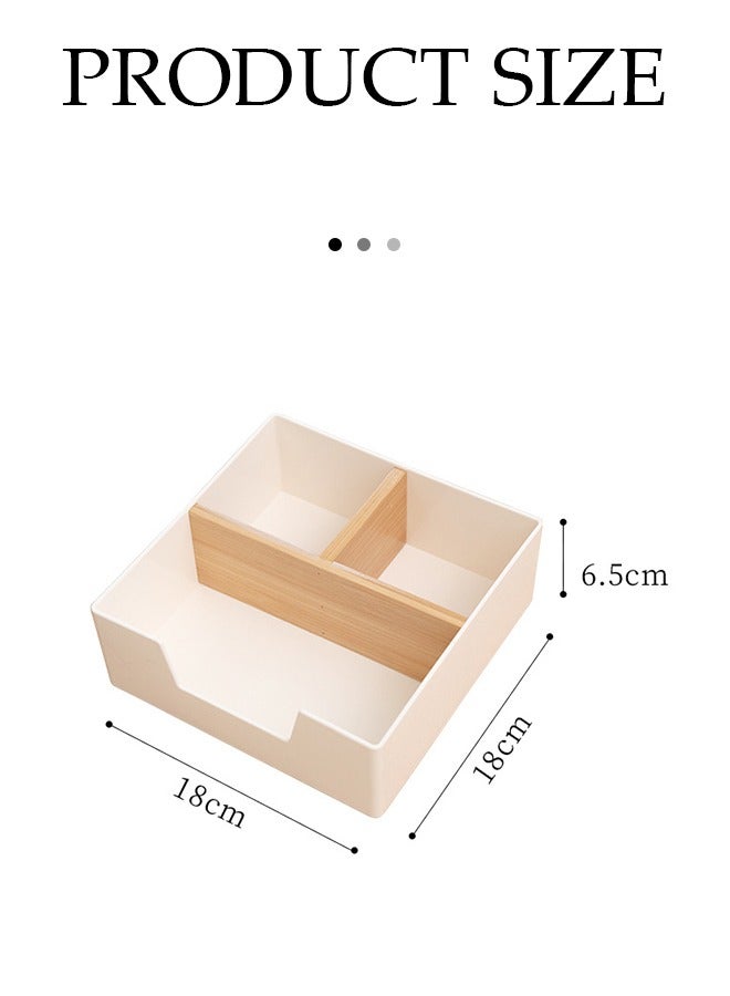 DUNISO Tea Box Tea Bag Organizer, 3 compartment snack partition box, suitable for coffee, tea, bagged drinks, tea room homes and hotels, white, 18 * 18 * 6.5cm - Image 2