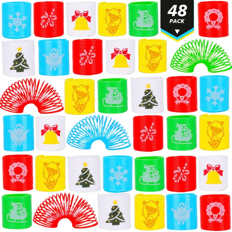 LOKIPA 48PCS Christmas Coil Springs for Kids Mini Christmas Slinky Party Favors Christmas Spring Toys Christmas Treat Bags Gifts for Kids Christmas Stocking Stuffers Party Favors - Image 3