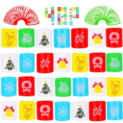 LOKIPA 48PCS Christmas Coil Springs for Kids Mini Christmas Slinky Party Favors Christmas Spring Toys Christmas Treat Bags Gifts for Kids Christmas Stocking Stuffers Party Favors - Image 5