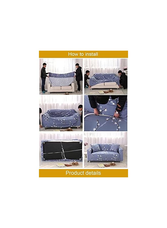 Green Tiger 2 Seater Cotton Stretch Sofa Slipcover Fashion Geometric Style All-inclusive Stretch Universal Sofa Cover Slipcover Washable Anti-Skid Stretch (Two Seats) - Image 4