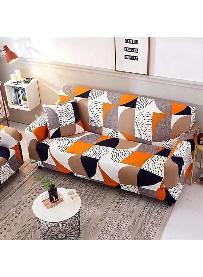 Green Tiger 2 Seater Cotton Stretch Sofa Slipcover Fashion Geometric Style All-inclusive Stretch Universal Sofa Cover Slipcover Washable Anti-Skid Stretch (Two Seats) - Image 1