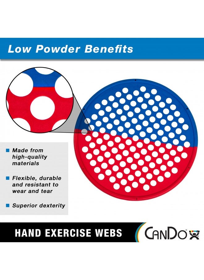 Cando Hand Exercise Webs For Physical Therapy, Grip Strengthening, And Hand, Finger, Wrist Resistance Workouts, Portable Size, Low Powder, 14" Diameter, Multi-Resistance: Light/Heavy