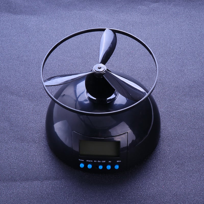 🔧 ساعة منبهة رقمية مزودة بشاشة LED وغالق غفوة وصاخبة بتصميم مروحة طائرة بدون بطارية باللون الأسود - Image 4