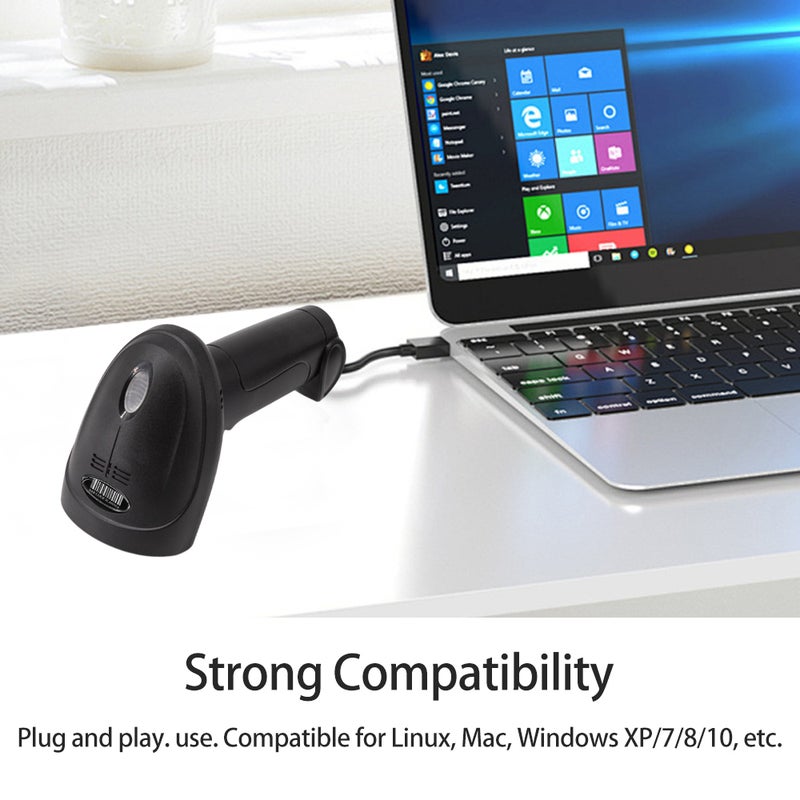 1D Barcode Scanner USB Wired Connection CCD Scanning Head for Paper and Screen Codes Compatible with Windows Android Linux Mac System for Supermarket Retail Library Logistics Warehouse - Image 2