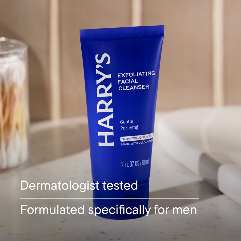 Harry's Exfoliating Face Wash for Men, Gentle Facial Skin Care Products with Volcanic Rock Exfoliant, 2 Fl. Oz, Pack of 3 (Trial and Travel Size) - Image 3