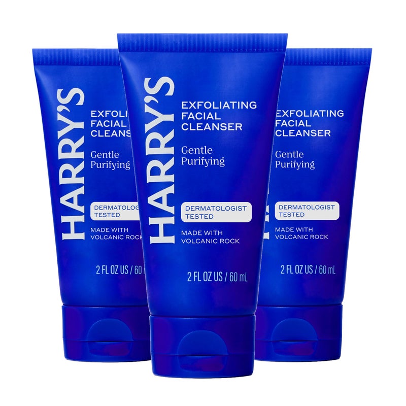 Harry's Exfoliating Face Wash for Men, Gentle Facial Skin Care Products with Volcanic Rock Exfoliant, 2 Fl. Oz, Pack of 3 (Trial and Travel Size) - Image 1