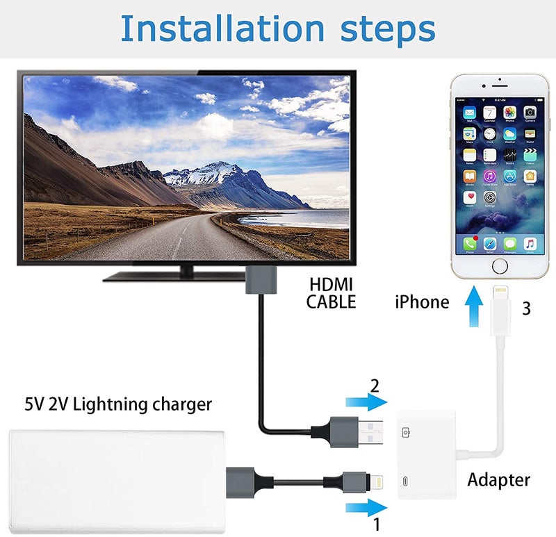 Veetone [Apple Mfi Certified] Apple Lightning To Hdmi Adapter To Tv,1080P Digital Av Adapter Sync Screen Connector Cable Compatible For Iphone 14 13 12 11 Xs XrX8 Ipad To Hdtv Projector Monitor - Image 3