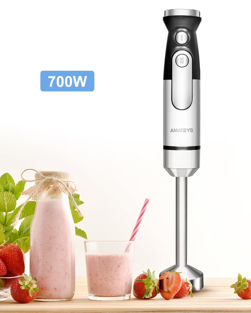 Amateys Immersion Blender Handheld,700W Hand Mixer Infinitely Variable Speeds,Multi-function Stainless Steel Stick Electric Kitchen Smoothie Blender with Detachable Whisk, Milk Frother,for Soup Puree - Image 5