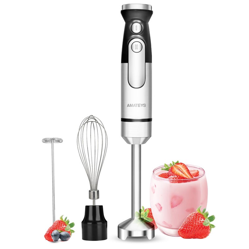 Amateys Immersion Blender Handheld,700W Hand Mixer Infinitely Variable Speeds,Multi-function Stainless Steel Stick Electric Kitchen Smoothie Blender with Detachable Whisk, Milk Frother,for Soup Puree - Image 1