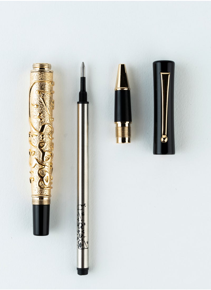 Tawqiy - Fashion Arabic Pen, Designed with Thuluth Calligraphy on the body of the pen, roller pen blue ink - Image 1