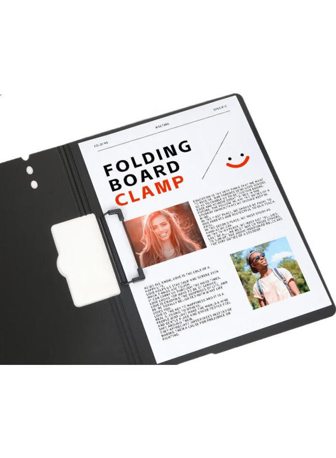 Simaa A4 Horizontal Folding Clipboard Folder Writing Board Meeting Clipboard Writing Board Poetry Recitation Signing Plastic Clipboard Business Office Exam Paper Document Storage Folder Red - Image 1