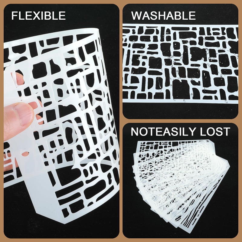 YUXIANLB 8 Pcs Reusable Painting Stencils for Crafts Honeycomb Brick Mixed Artistic Textures for Painting Card Making Canvas Craft - Image 3