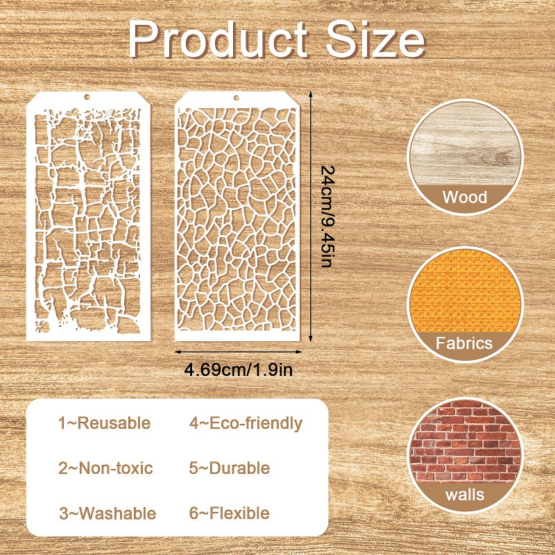 YUXIANLB 8 Pcs Reusable Painting Stencils for Crafts Honeycomb Brick Mixed Artistic Textures for Painting Card Making Canvas Craft - Image 2