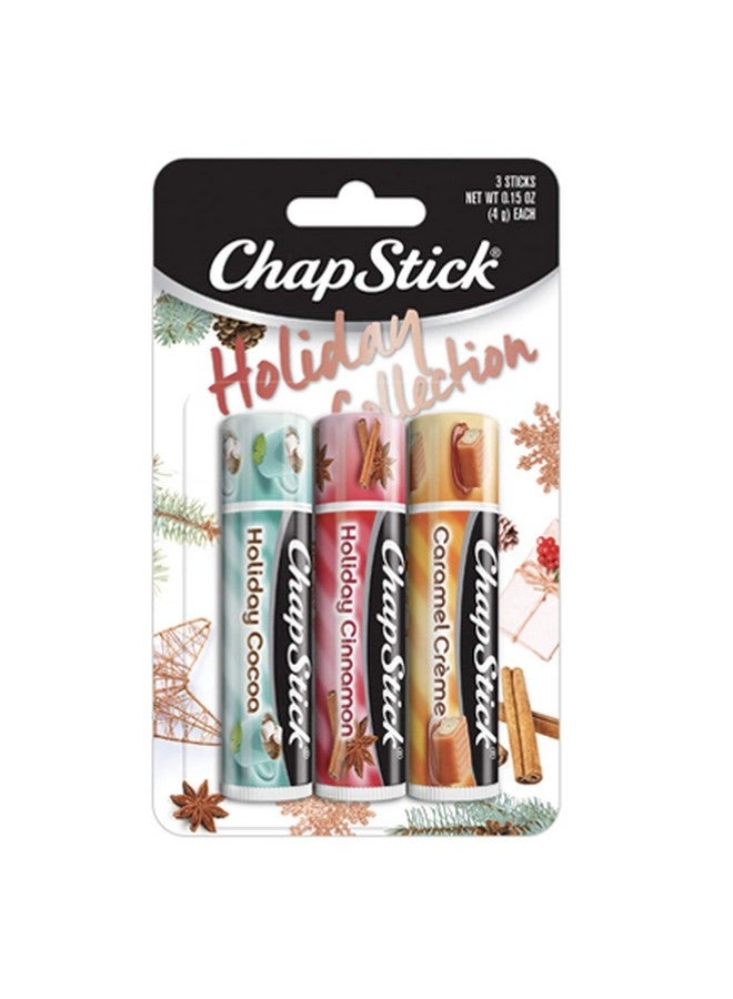 تشابستيك مجموعة تشابستيك للعطلات ٢٠١٧، عبوة من ٣ قطع، بنكهة القرفة، وكريمة الكراميل، وكاكاو العطلات، ٠٫١٥ أونصة - Image 1